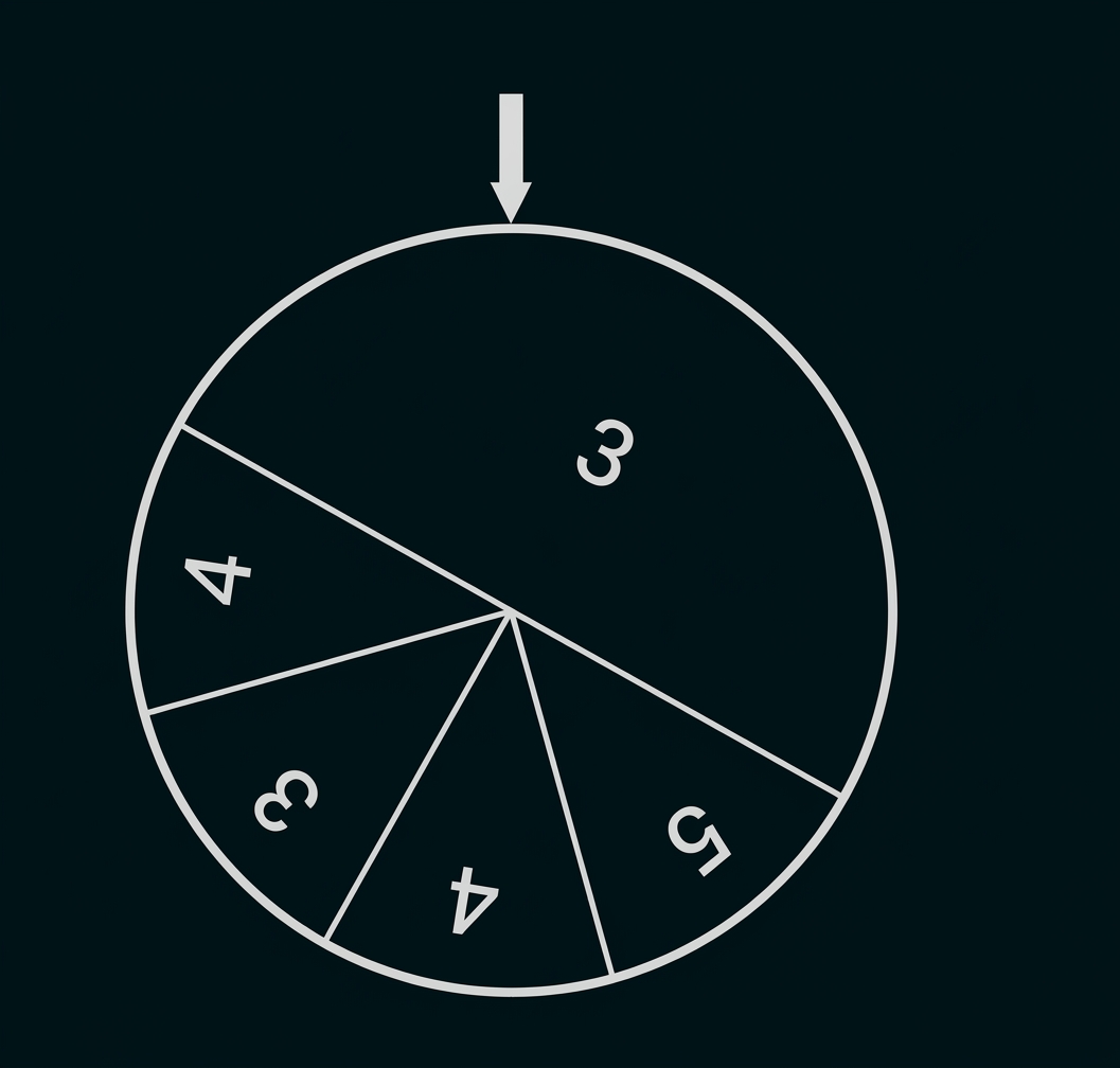Kreisdiagramm mit Pfeil oben und mehreren beschrifteten Sektoren.